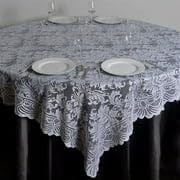 Efavormart 90" x 90" White Square Lace Table Overlay - Image 4