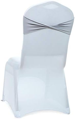 VDS Pack of 25 PCS | Light Silver | Spandex Chair Sashes Bows Without Buckle | - Image 5