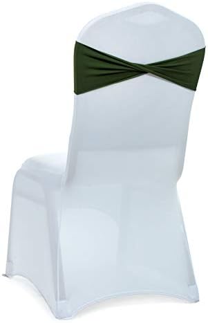 VDS Pack of 150 PCS | Olive Green | Spandex Chair Sashes Bows Without Buckle | - Image 5
