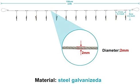 6 Pack 5 ft Steel Wall Hanging Photo Display Cable Wire Rod String - Image 3
