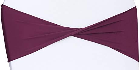 VDS Pack of 25 PCS | Eggplant | Spandex Chair Sashes Bows Without Buckle | - Image 3
