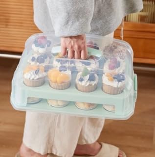 Cupcake Carrier, EXTRA TALL LID, Muffin Traveler Two Tier Stand Reusable - Image 6