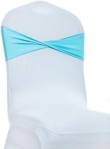 VDS Pack of 300 PCS | Aqua Blue| Spandex Chair Sashes Bows Without Buckle | by VDS