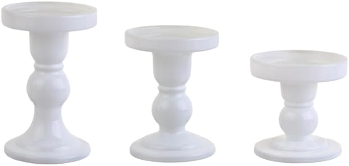 3-Piece Set of White Glass Candlestick, Crystal Candlestick Holder Holder and by BTGLLAS