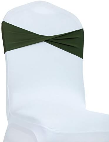 VDS Pack of 150 PCS | Olive Green | Spandex Chair Sashes Bows Without Buckle | by VDS