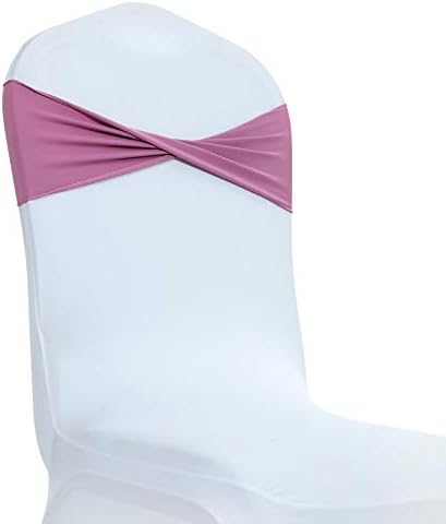 VDS Pack of 10 PCS | Dusty Pink | Spandex Chair Sashes Bows Without Buckle | by VDS