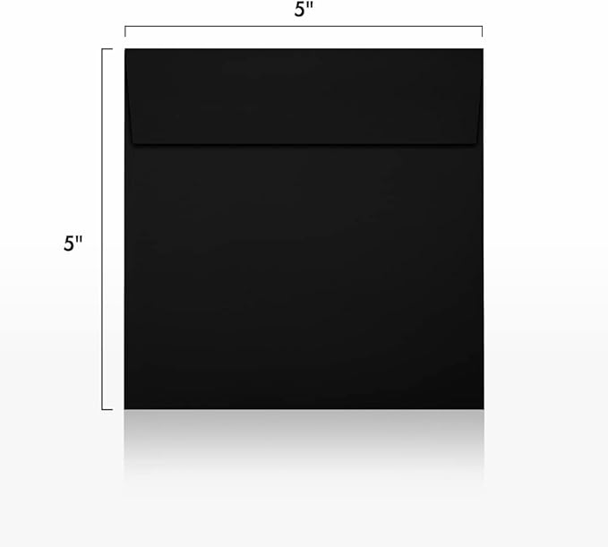 LUXPaper Square Invitation Envelopes | Peel & Press | 5" x 5" | Midnight Black - Image 2
