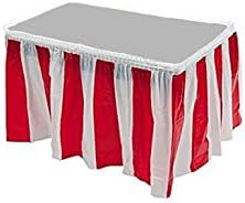 Red & White Striped Table Skirt Carnival Circus Decorations by Playscene