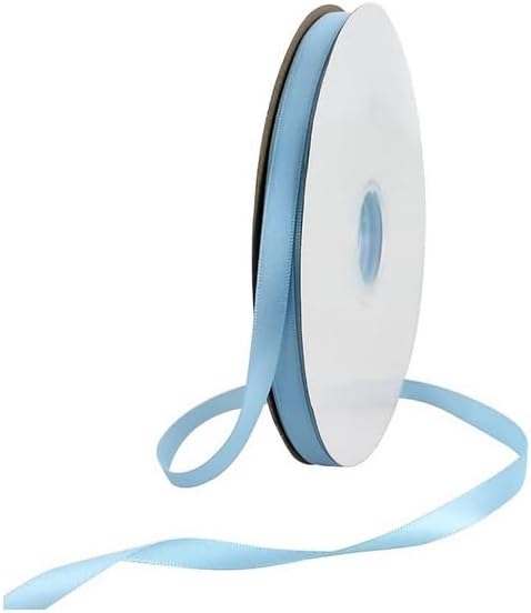 TONIFUL 3/8 Inch x 100yds Sky Blue Satin Ribbon Thin Solid Fabric Ribbons Roll - Image 7
