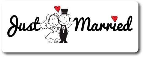 Magnet Me Up Just Married Magnet Decal, 3x8 Inches Heavy Duty Automotive Magnet by MagnetMeUp