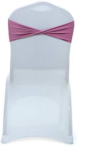 VDS Pack of 10 PCS | Dusty Pink | Spandex Chair Sashes Bows Without Buckle | - Image 2