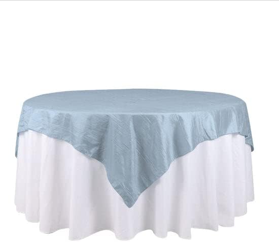 Tableclothsfactory 72"X72" Dusty Blue Accordion Crinkle Taffeta Table Overlay - Image 3