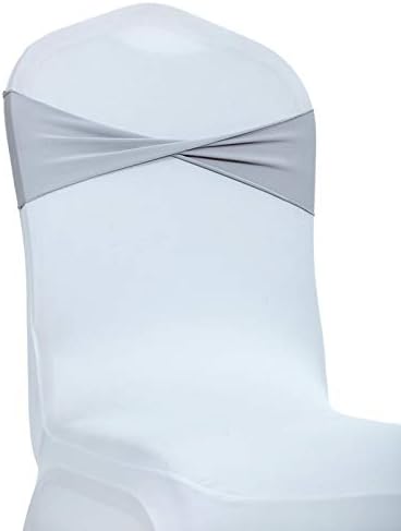 VDS Pack of 100 PCS | Light Silver | Spandex Chair Sashes Bows Without Buckle | by VDS