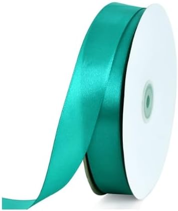 TONIFUL 1 Inch x 100yds Aqua Teal Blue Satin Ribbon, Thin Solid Color Satin - Image 7