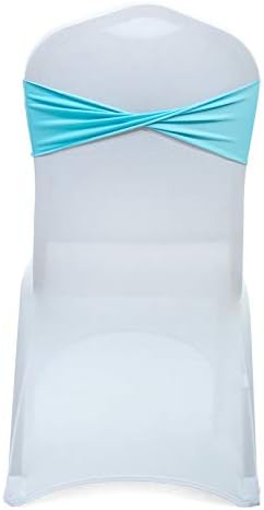 VDS Pack of 300 PCS | Aqua Blue| Spandex Chair Sashes Bows Without Buckle | - Image 2