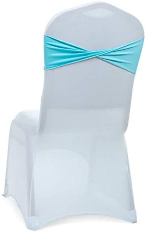 VDS Pack of 200 PCS | Aqua Blue| Spandex Chair Sashes Bows Without Buckle | - Image 5
