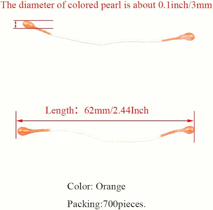 HAHIYO 700pc 3mm Orange Pearl Double Head Flower Pistil - Image 2