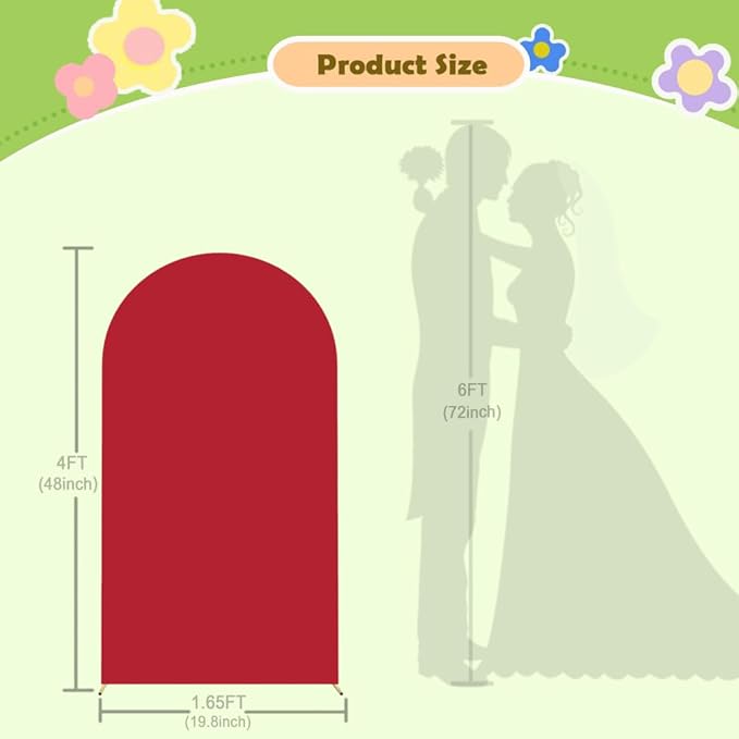 Red Arch Cover Wedding Arch Stand Covers 4FT Arched Backdrop Cover Spandex Arch - Image 2