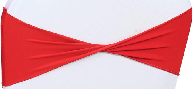 VDS Pack of 75 PCS | Red | Spandex Chair Sashes Bows Without Buckle | Stretch - Image 3