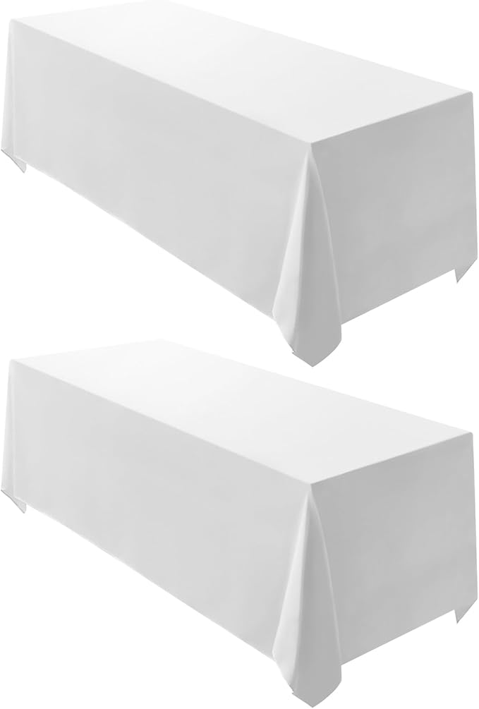Surmente 2 Pack White Rectangle Tablecloth 90 x 132-inch Rectangular Polyester by Surmente