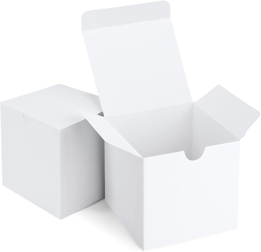 Eupako Gift Boxes 4x4x4 50 Pack White Kraft Paper Box by Eupako