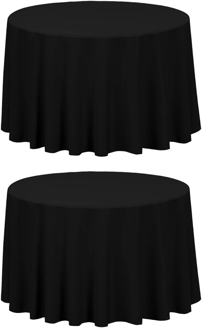 LTC LINENS 2 Pack 108 Inch Round Tablecloth Black by LTCLINENS
