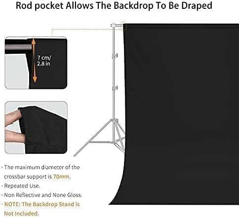 12x10 FT Black Backdrop Background, 100% Polyester Photography Backdrop Screen - Image 3