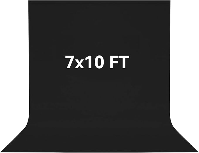 7X10 FT Black Backdrop, 100% Polyester Photography Background Curtain Screen by Vevelux