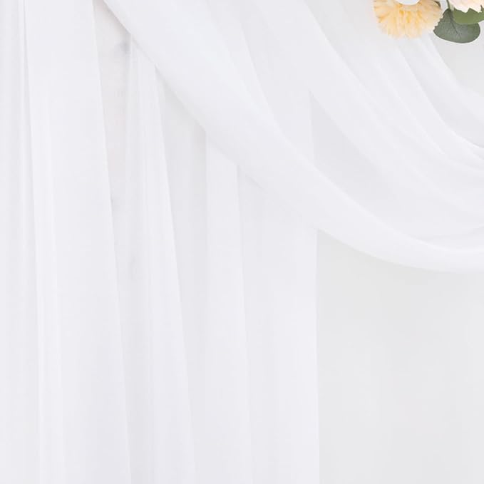 White Wedding Arch Draping Fabric 4 Panels 29" x 20 FT White Drapes - Image 4