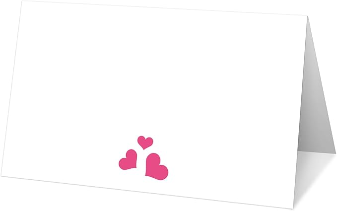 25 Pink Heart Place Cards for Table Seating, Cute Wedding Name Place Cards by Yuansail