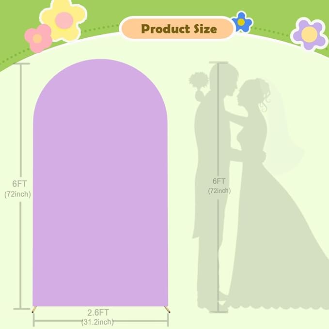 Purple Arch Cover 6ft Lavender Spandex Fitted Round Top Back Drop Covers Chiara - Image 6