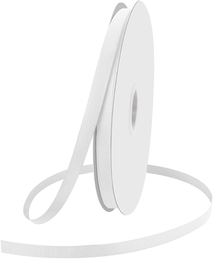 3/8" X 100 Yards White Grosgrain Ribbon, Premium Grosgrain Ribbon by KMERLIFE