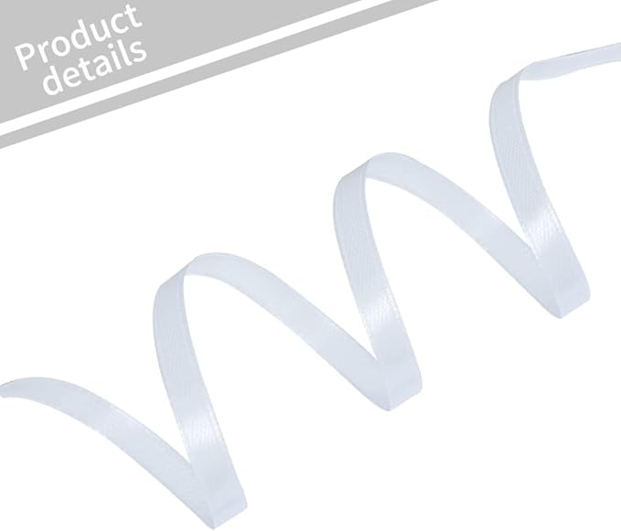 TONIFUL 1/4 Inch x 100yds White Satin Ribbon, Thin Solid Color Satin Ribbon - Image 3