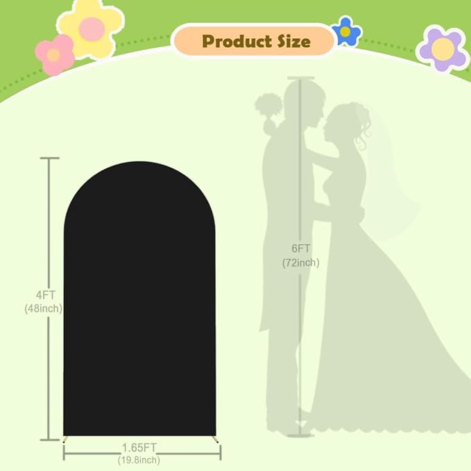 Wedding Arch Cover Black Arch Covers Stretchy Backdrop 4ft Spandex Fitted Arch - Image 5