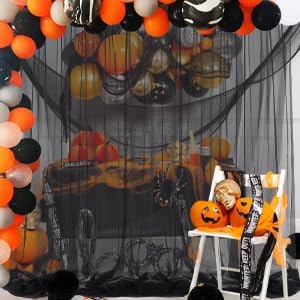 PARTISKY 20ft X 10ft Black Tulle Backdrop Curtain - Image 3