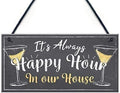 Rustic Wooden Signs Home Bar Wood Sign It's Always Happy Hour in Our House by Eletina