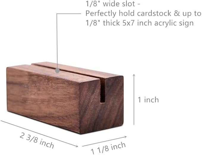 UNIQOOO 5 Pack Place Card Holders | Rustic Walnut Wood Escort Cards Display - Image 5