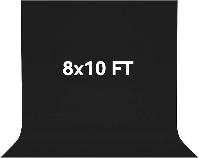 8X10 FT Black Backdrop, 100% Polyester Photography Background Curtain Screen by Vevelux