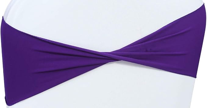 VDS Pack of 10 PCS | Purple | Spandex Chair Sashes Bows Without Buckle | - Image 3