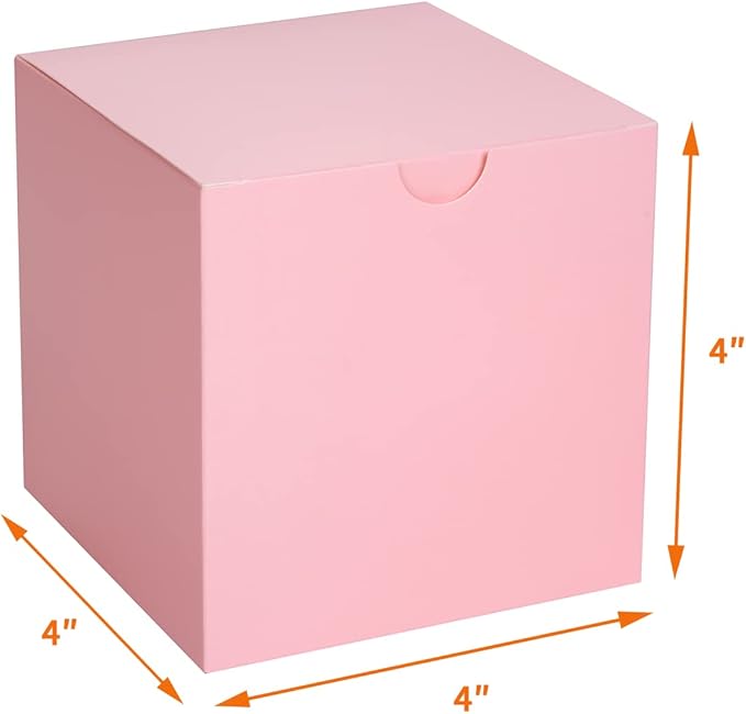 GEFTOL Small Pink Gift Box 50 Pack 4x4x4 inches Fold Box Easy Assemble Paper - Image 2
