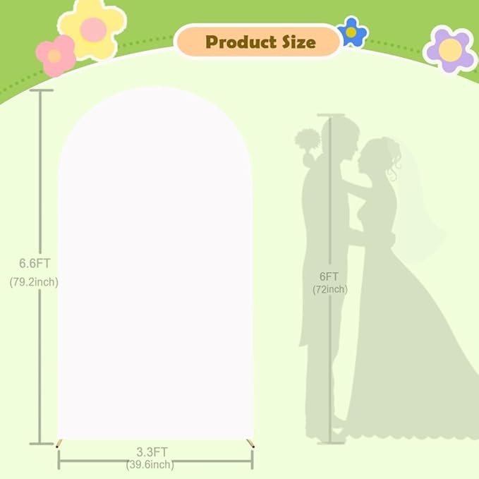 White Arch Cover for Mother`s Day Decor 6.6FT Spandex Arched Backdrop Cover - Image 4