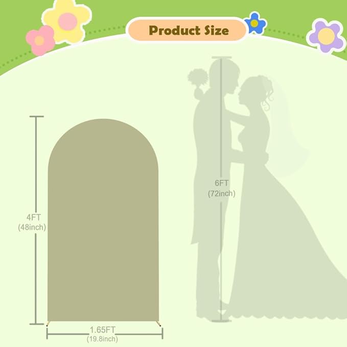 Sage Green Arch Cover Wedding Arch Stand Covers 4FT Arched Backdrop Cover - Image 2