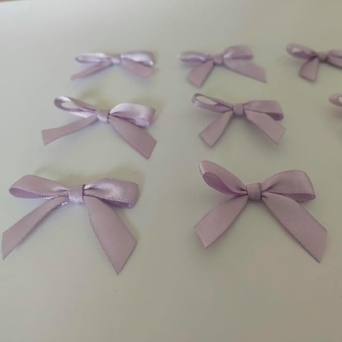 50pcs 1-1/2" Lavender Satin Ribbon Bows - Image 5