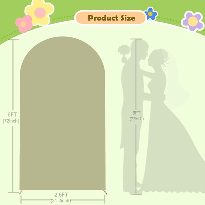 Sage Arch Cover Green Wedding Arch Stand Covers 6FT Arched Backdrop Cover - Image 2