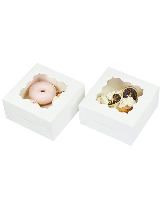 Bakepacker 100pcs White Cookie Boxes 6x6x3 inches Easy Assemble Macaroon Pastry - Image 4