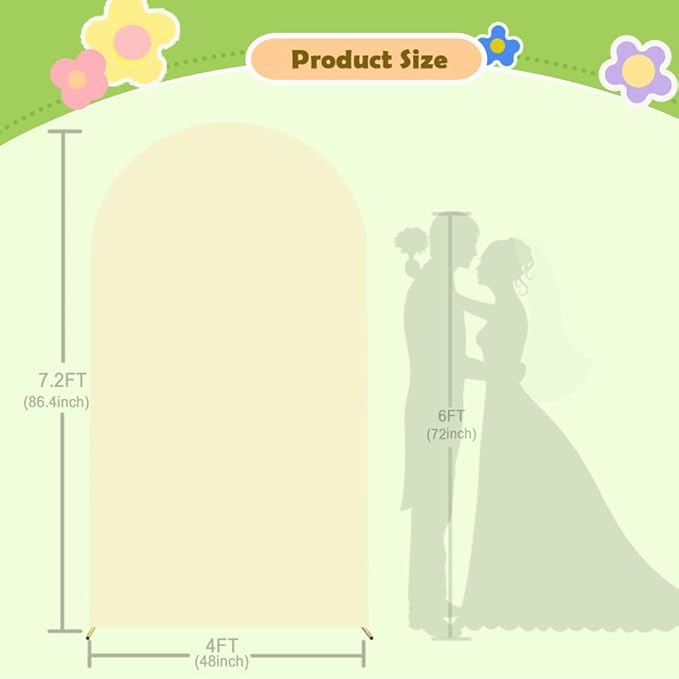 Beige Arch Cover 7.2ft Arch Backdrop Cover Spandex Fitted Wedding Arch Covers - Image 2