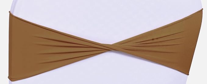 VDS Pack of 125 PCS | Mocha | Spandex Chair Sashes Bows Without Buckle | - Image 2