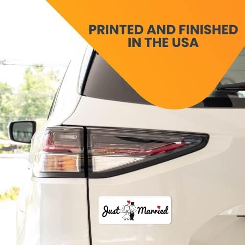 Magnet Me Up Just Married Magnet Decal, 3x8 Inches Heavy Duty Automotive Magnet - Image 4
