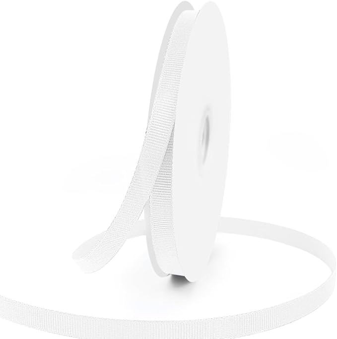 3/8" X 50 Yards White Grosgrain Ribbon, Premium Grosgrain Ribbon by KMERLIFE