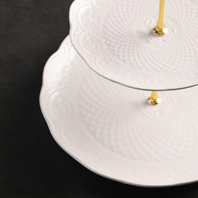 Sweejar 3 Tier Ceramic Cake Stand Wedding, Dessert Cupcake Stand - Image 3